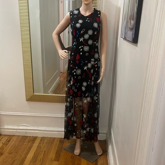 Maje Rosia Long dress with all-over embroidery size 3 like new - Picture 3 of 16